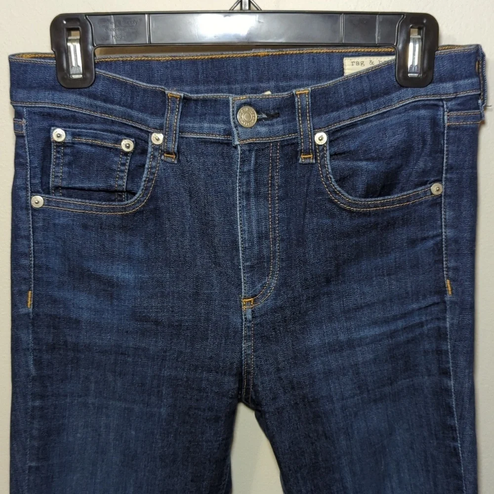 Rag & Bone 10" Ankle Skinny Jeans in Mad River Blue Dark Wash Women's Size 27 - Picture 4 of 9